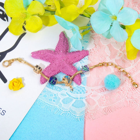 Colorful Leaf Moon Star Pendant Versatile Gold Bracelet(21cm) - RnR Galore