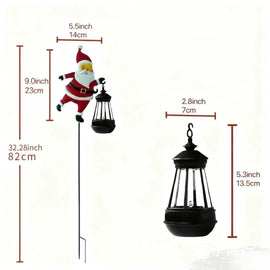 Colorful lights Solar Powered Christmas Garden Stake - Metal Santa with Watering Can & Multi - Colour LED Waterfall - 82cm Outdoor Yard Decoration - RnR Galore