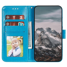 Compatible with Samsung Galaxy A56 5G Case with Multicolor Mandala Embossed PU Leather Wallet Cover - Blue - RnR Galore