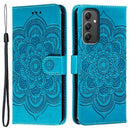 Compatible with Samsung Galaxy A56 5G Case with Multicolor Mandala Embossed PU Leather Wallet Cover - Blue - RnR Galore