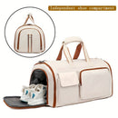 Convertible Travel Garment Bag Large Duffel Suit Carrier with Shoe Compartment & Hidden Backpack Straps Waterproof Beige White - RnR Galore