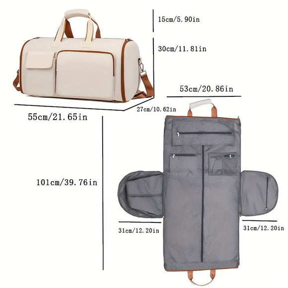 Convertible Travel Garment Bag Large Duffel Suit Carrier with Shoe Compartment & Hidden Backpack Straps Waterproof Black - RnR Galore