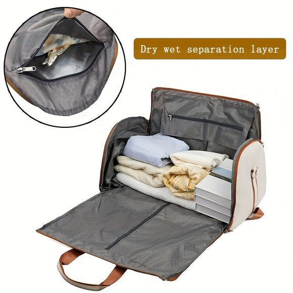 Convertible Travel Garment Bag Large Duffel Suit Carrier with Shoe Compartment & Hidden Backpack Straps Waterproof Light Pink - RnR Galore
