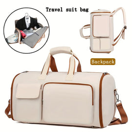 Convertible Travel Garment Bag Large Duffel Suit Carrier with Shoe Compartment & Hidden Backpack Straps Waterproof Light Pink - RnR Galore