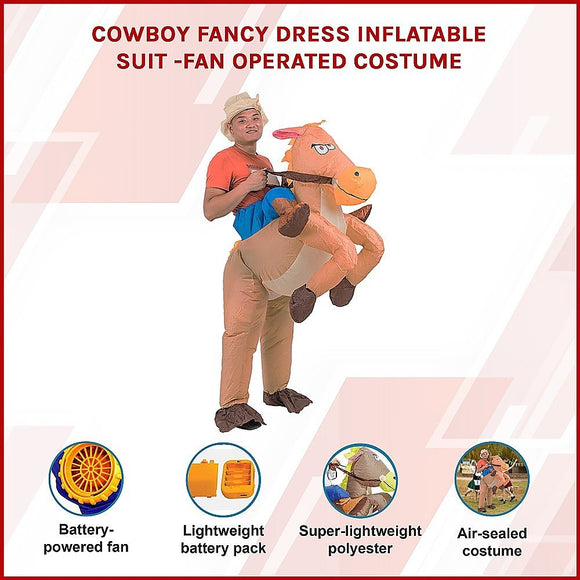 COWBOY Fancy Dress Inflatable Suit - Fan Operated Costume - RnR Galore
