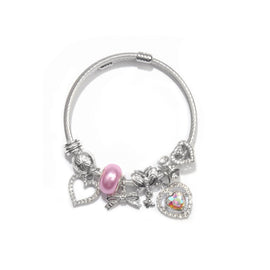 Cute Heart - shaped Beaded Bracelet with Rhinestones(17cm) - RnR Galore