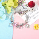 Cute Heart - shaped Beaded Bracelet with Rhinestones(18cm) - RnR Galore