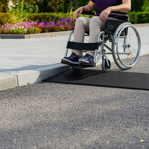 Cuttable Threshold Ramp Rubber Wheelchair Ramp Solid 4 cm Rise 90 cm Wide - RnR Galore