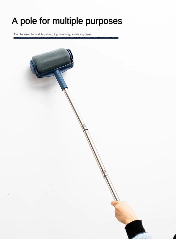 Dark Blue and Grey Pro Refillable Paint Roller Set with Extension Pole - No - Drip Easy Fill Wall Painting Tool Kit - RnR Galore
