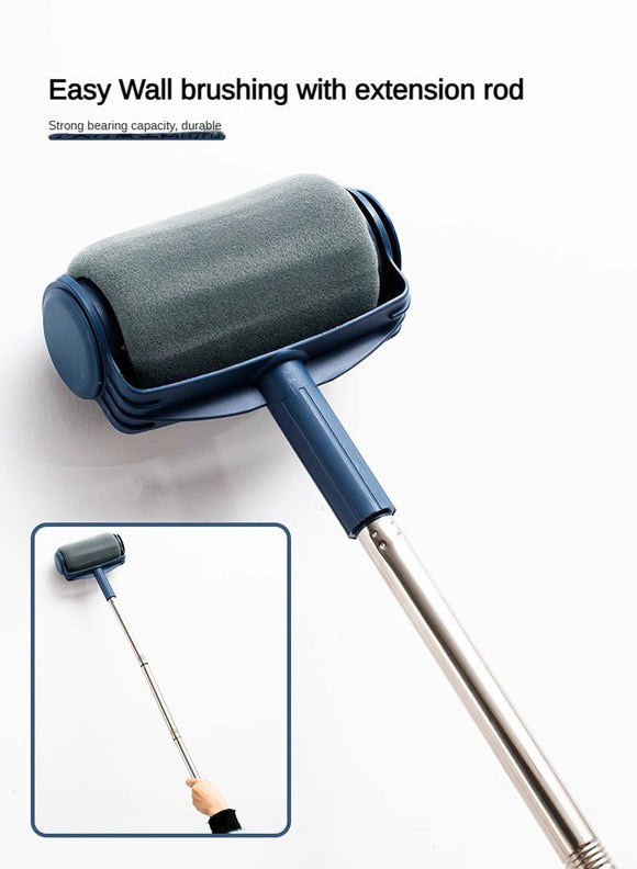 Dark Blue and Grey Pro Refillable Paint Roller Set with Extension Pole - No - Drip Easy Fill Wall Painting Tool Kit - RnR Galore