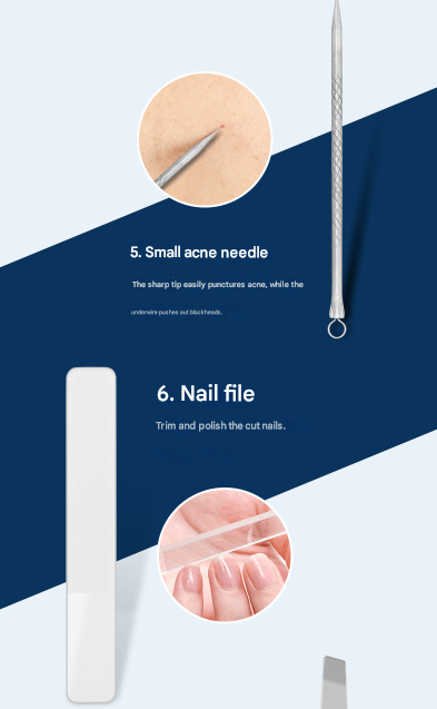 Dark Blue Mini Suitcase Manicure Set - 8 - Piece Portable Grooming & Nail Care Travel Kit - RnR Galore