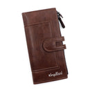 Dark brown Women's Stylish Long Wallet - Multi - Card Slot PU Leather Clutch with Phone Pocket & Coin Zipper - RnR Galore