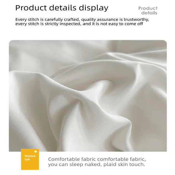 Dark gray and light gray Washed Cotton Bedding Set - Solid Color Fitted Sheet Style, 4 - Piece Set for 1.5m Bed, Includes 10 Random Color Quilt Fasteners - RnR Galore