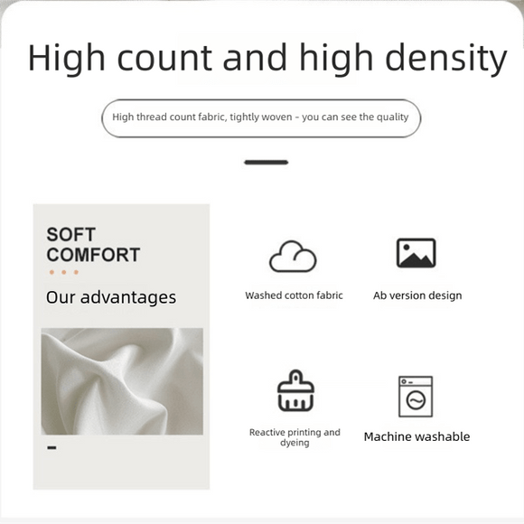 Dark gray and light gray Washed Cotton Bedding Set - Solid Color Fitted Sheet Style, 4 - Piece Set for 1.5m Bed, Includes 10 Random Color Quilt Fasteners - RnR Galore