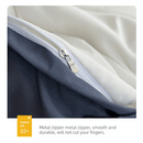 Dark gray and light gray Washed Cotton Bedding Set - Solid Color Fitted Sheet Style, 4 - Piece Set for 1.5m Bed, Includes 10 Random Color Quilt Fasteners - RnR Galore