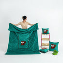 Dark Green Little Squirrel - 2 - in - 1 Foldable Car Pillow Blanket - Cozy 40x40cm Pillow, Unfolds to 100x150cm Blanket for Travel and Office Naps - RnR Galore