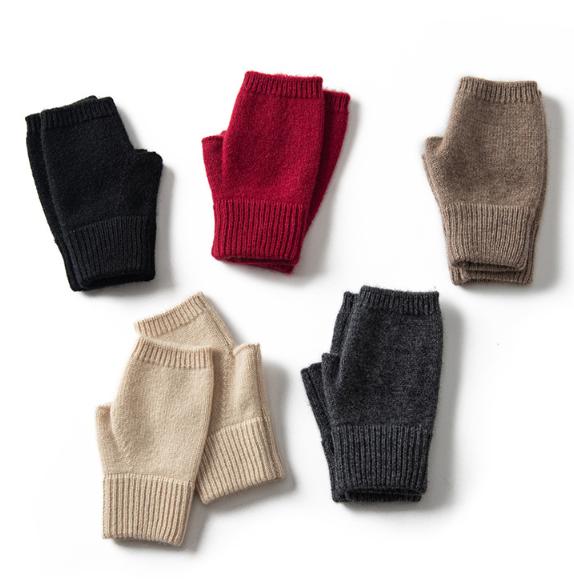 Dark Grey Color Block Cashmere Fingerless Gloves for Women Autumn Winter Outdoor Cold Protection Warm Knitted Gloves - RnR Galore