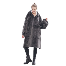 Dark Grey Oversized Wearable Blanket Hoodie - Ultra Soft & Cozy Snuggle Pullover for Adults - RnR Galore
