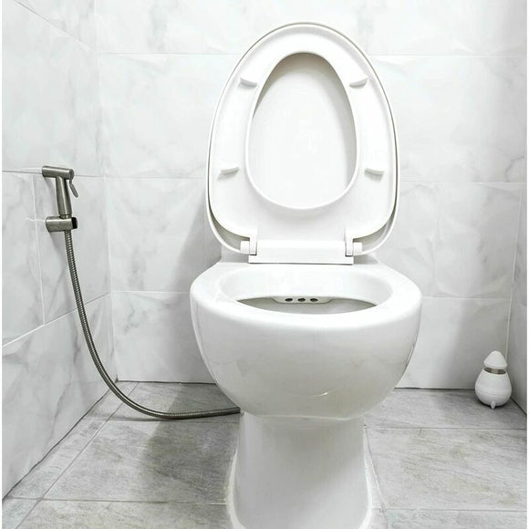 DEBUNS Toilet Bidet Kit with Shower Head, Handheld Sprayer with Hose, Stainless Steel Holder and 2 Seals - RnR Galore