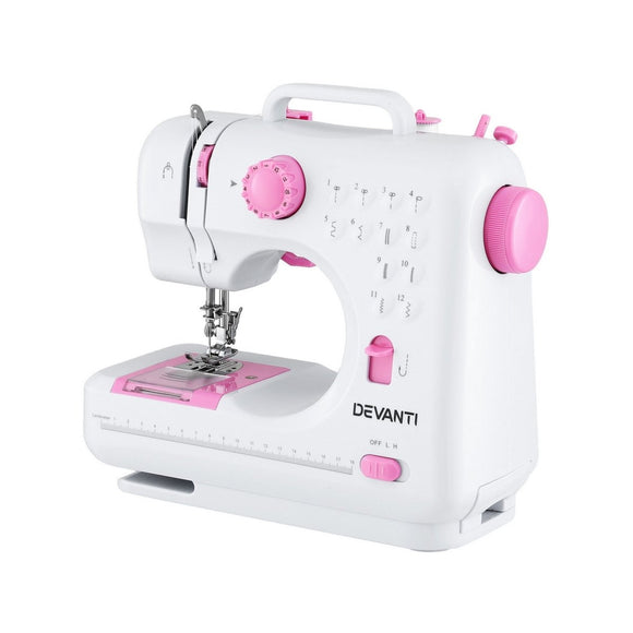 Devanti 12 Stitches Mini Sewing Machine for Beginners Portable Sewing Machine Kit with LED Lights - RnR Galore