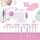Devanti 12 Stitches Mini Sewing Machine for Beginners Portable Sewing Machine Kit with LED Lights - RnR Galore
