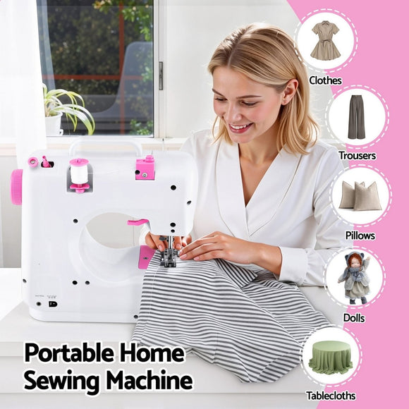 Devanti 12 Stitches Mini Sewing Machine for Beginners Portable Sewing Machine Kit with LED Lights - RnR Galore