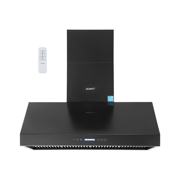 Devanti 1200mm Commercial BBQ Range Hood Dual Motor W/ Remote Control Black - RnR Galore