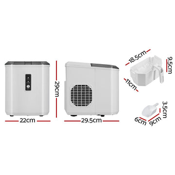 Devanti 12kg Ice Maker Machine Portable Ice Cube Tray Bar Countertop 2L Black - RnR Galore