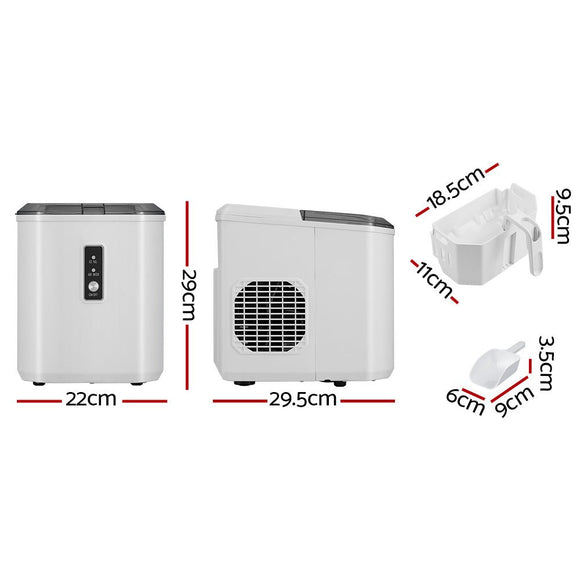Devanti 12kg Ice Maker Machine Portable Ice Cube Tray Bar Countertop 2L Black - RnR Galore