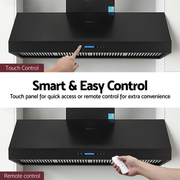 Devanti 1500mm Commercial BBQ Range Hood Dual Motor W/ Remote Control Black - RnR Galore