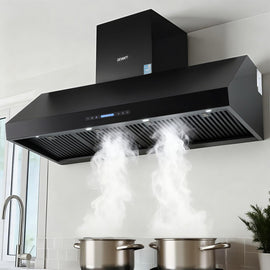 Devanti 1500mm Commercial BBQ Range Hood Dual Motor W/ Remote Control Black - RnR Galore