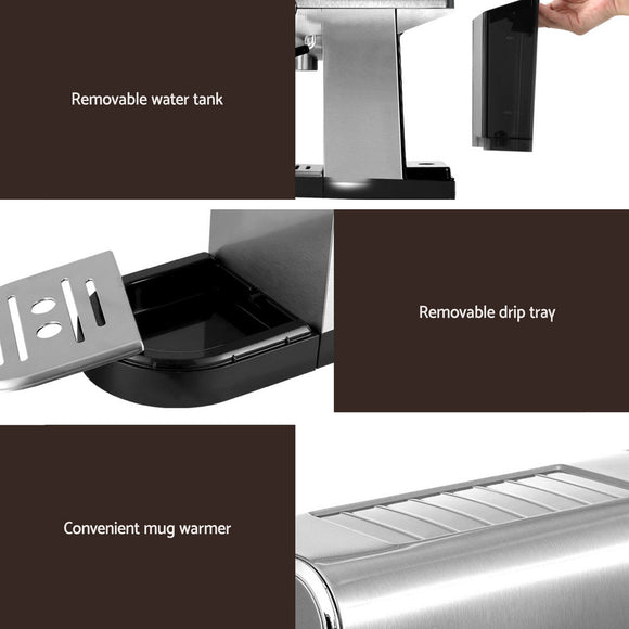 Devanti 20 Bar Coffee Machine Espresso Cafe Maker - RnR Galore