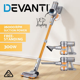 Devanti 300W Stick Vacuum Cleaner Cordless Self - Standing Golden - RnR Galore
