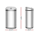 Devanti 50L Motion Sensor Bin Rubbish Automatic Silver - RnR Galore