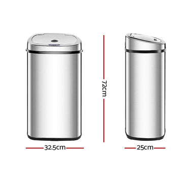 Devanti 50L Motion Sensor Bin Rubbish Automatic Silver - RnR Galore