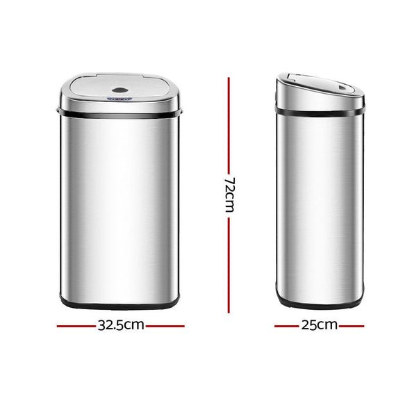 Devanti 50L Motion Sensor Bin Rubbish Automatic Silver - RnR Galore