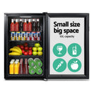 Devanti 70L Bar Fridge Glass Door w/Light Black - RnR Galore