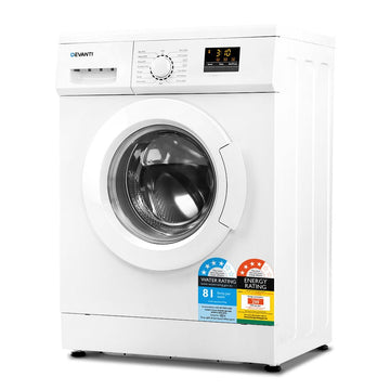 Devanti 8kg Front Load Washing Machine Quick Wash 24h Delay Start Automatic - RnR Galore