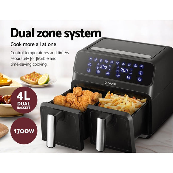Devanti Air Fryer 8L Dual Zone Fryers - RnR Galore
