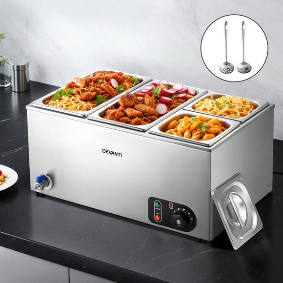 Devanti Commercial Food Warmer Bain Marie 4 Electric Buffet Pans - RnR Galore