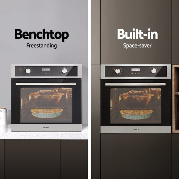 Devanti Electric Built In Wall Oven 80L Convection Grill Ovens Stainless Steel - RnR Galore