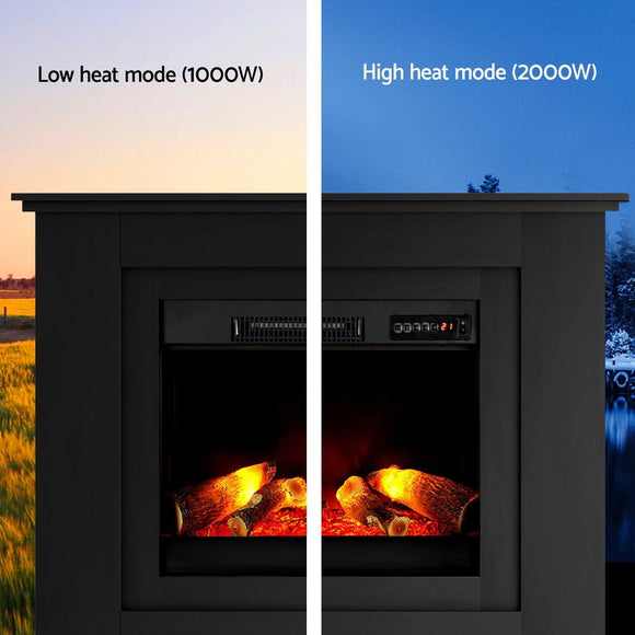 Devanti Electric Fireplace Fire Heater 2000W Black - RnR Galore