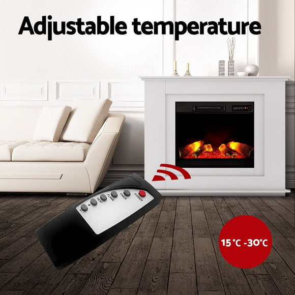 Devanti Electric Fireplace Fire Heater 2000W White - RnR Galore