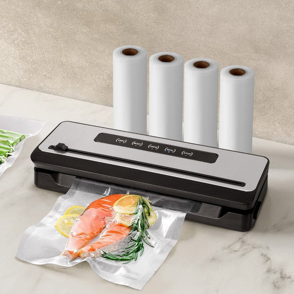 Devanti Food Vacuum Sealer Machine Sealing Cutter 5 Modes Storage Bags 4 Rolls - RnR Galore