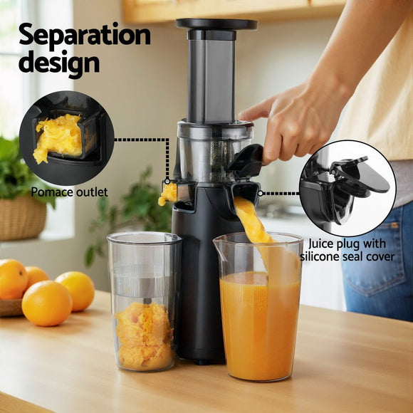 Devanti Slow Juicer Cold Press Fruit Juice Extractor 130W Black - RnR Galore