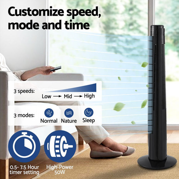 Devanti Tower Fan Oscillating 3 Speeds with Remote 93cm - RnR Galore