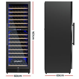 Devanti Wine Fridge Cooler Dual Zone 154 Bottles - RnR Galore