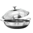 Double Ear 304 Stainless Steel 40cm Non - Stick Stir Fry Cooking Kitchen Wok Pan with Lid Honeycomb Double Sided - RnR Galore