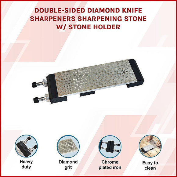 Double - Sided Diamond Knife Sharpeners Sharpening Stone W/ Stone Holder - RnR Galore