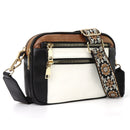 Double Zipper Black White Brown Chic Quilted Crossbody Bag - Vintage PU Leather Shoulder Purse with Adjustable Strap - RnR Galore